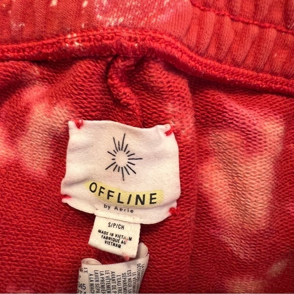 Offline by Aerie Jogger Sweatpants Red White Bleach Tie Dye S - Picture 9 of 10